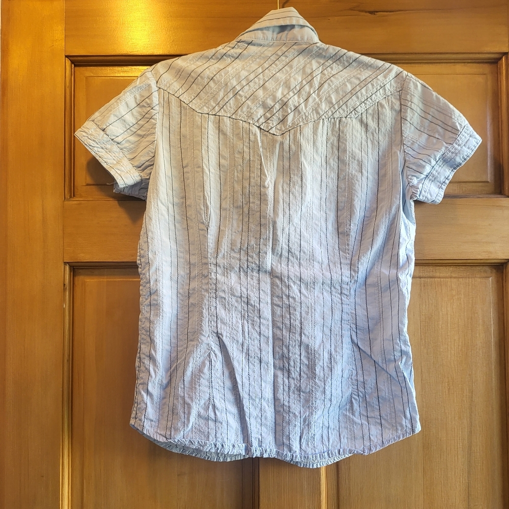 G-Star Light Blue Stipped Button Down Shirt - Picture 3 of 6